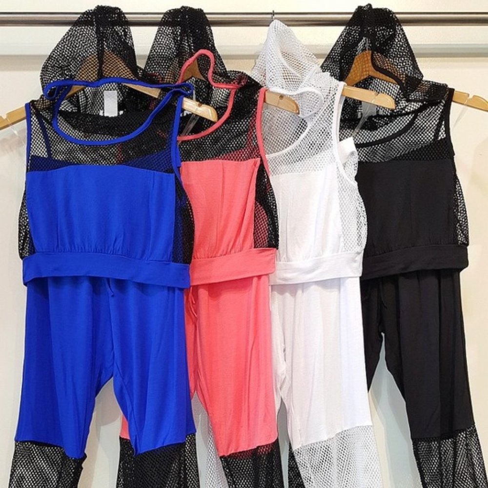 NEW - Blue Capri Mesh Hoodie Set